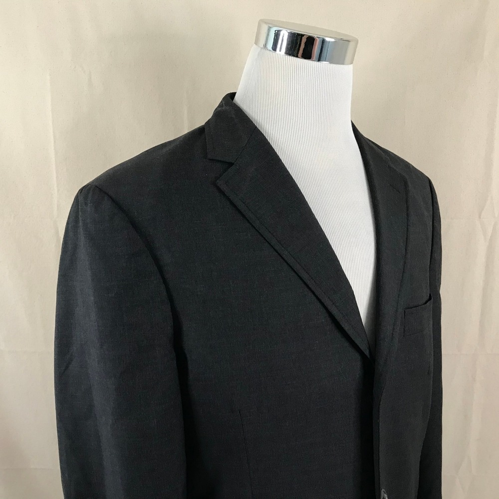 J.Crew 42R Sport Coat 100% Wool Charcoal Solid Three Button Lined Vented